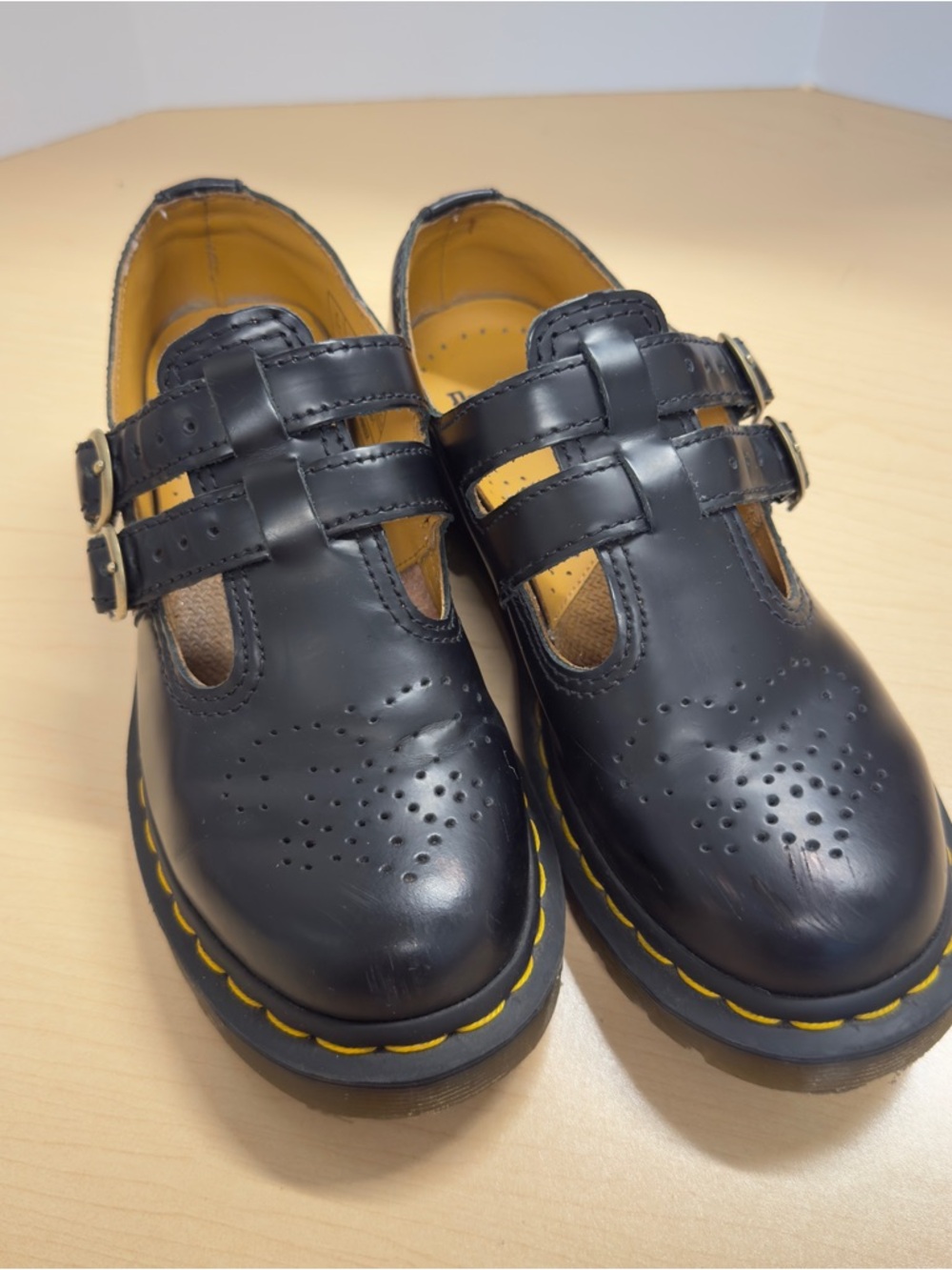 Dr. Martens 8065 Black Smooth Leather Double-Buckle Mary Jane Shoes Size 6